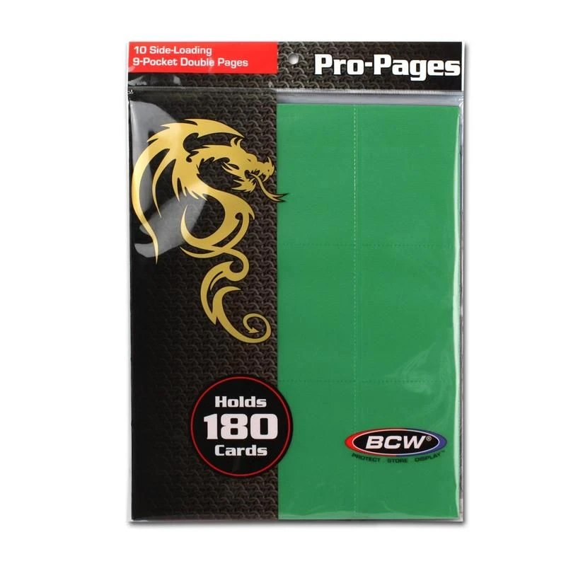 BCW Side-Loading 18-Pocket Pro Pages (10ct) - Green 2 BCW Side-Loading 18-Pocket Pro Pages (10ct) - Green - Image 2
