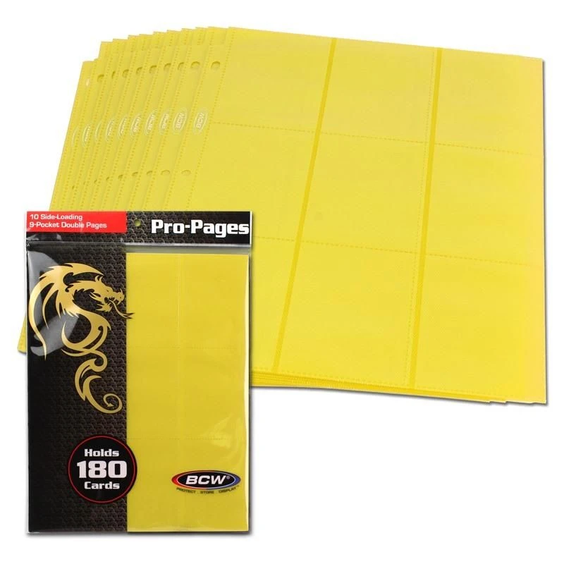 BCW Side-Loading 18-Pocket Pro Pages (10ct) - Yellow 1 BCW Side-Loading 18-Pocket Pro Pages (10ct) - Yellow
