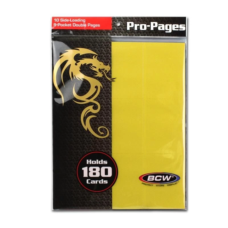 BCW Side-Loading 18-Pocket Pro Pages (10ct) - Yellow 2 BCW Side-Loading 18-Pocket Pro Pages (10ct) - Yellow - Image 2