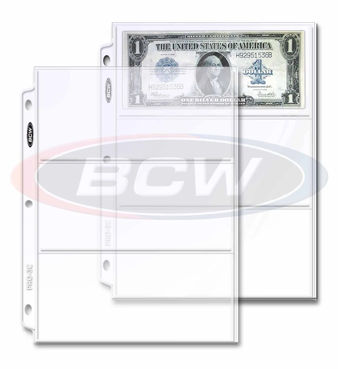 BCW Pro 3-Pocket Currency Pages (20ct) 2 BCW Pro 3-Pocket Currency Pages (20ct) - Image 2