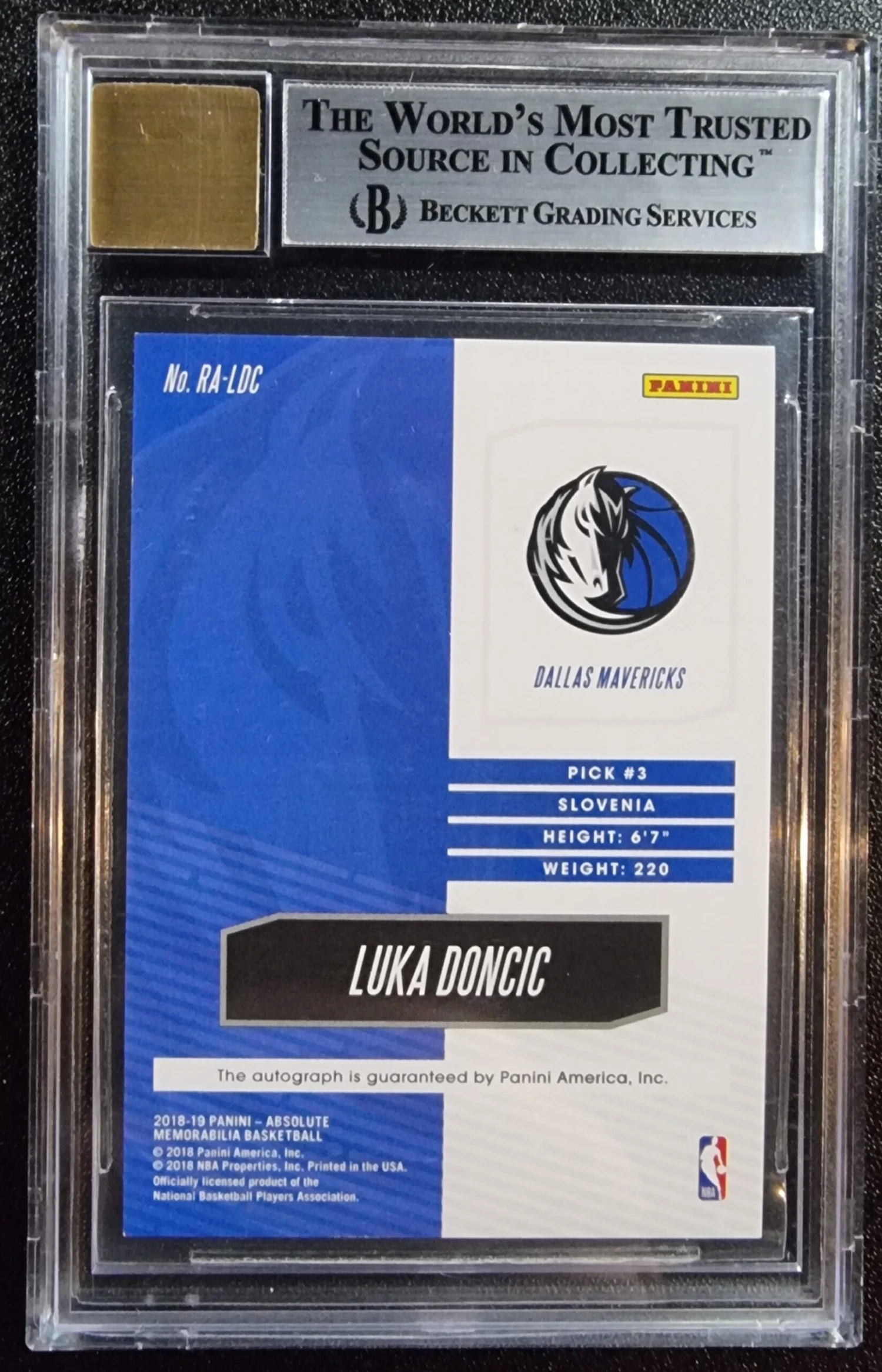 Luka Doncic RC #/125 - 2018-19 Panini Absolute Memorabilia Rookie Autographs BGS9 2 Luka Doncic RC #/125 - 2018-19 Panini Absolute Memorabilia Rookie Autographs BGS9 - Image 2
