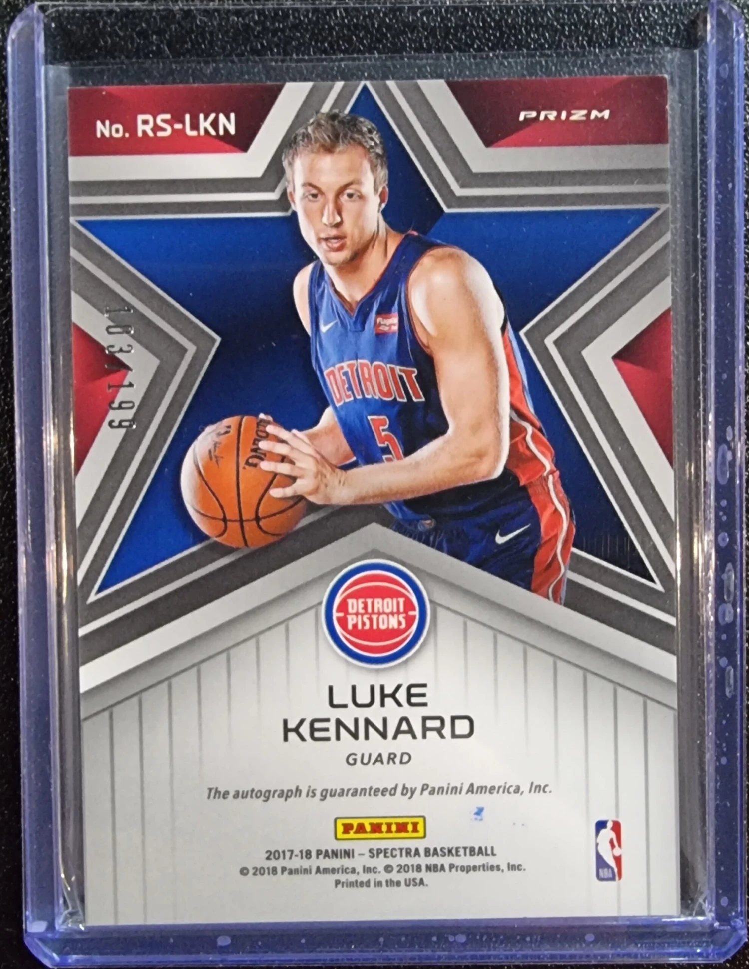 Luke Kennard RC #/199 - 2017-18 Panini Spectra Rising Stars HOLO Auto #RS-LKN 2 Luke Kennard RC #/199 - 2017-18 Panini Spectra Rising Stars HOLO Auto #RS-LKN - Image 2