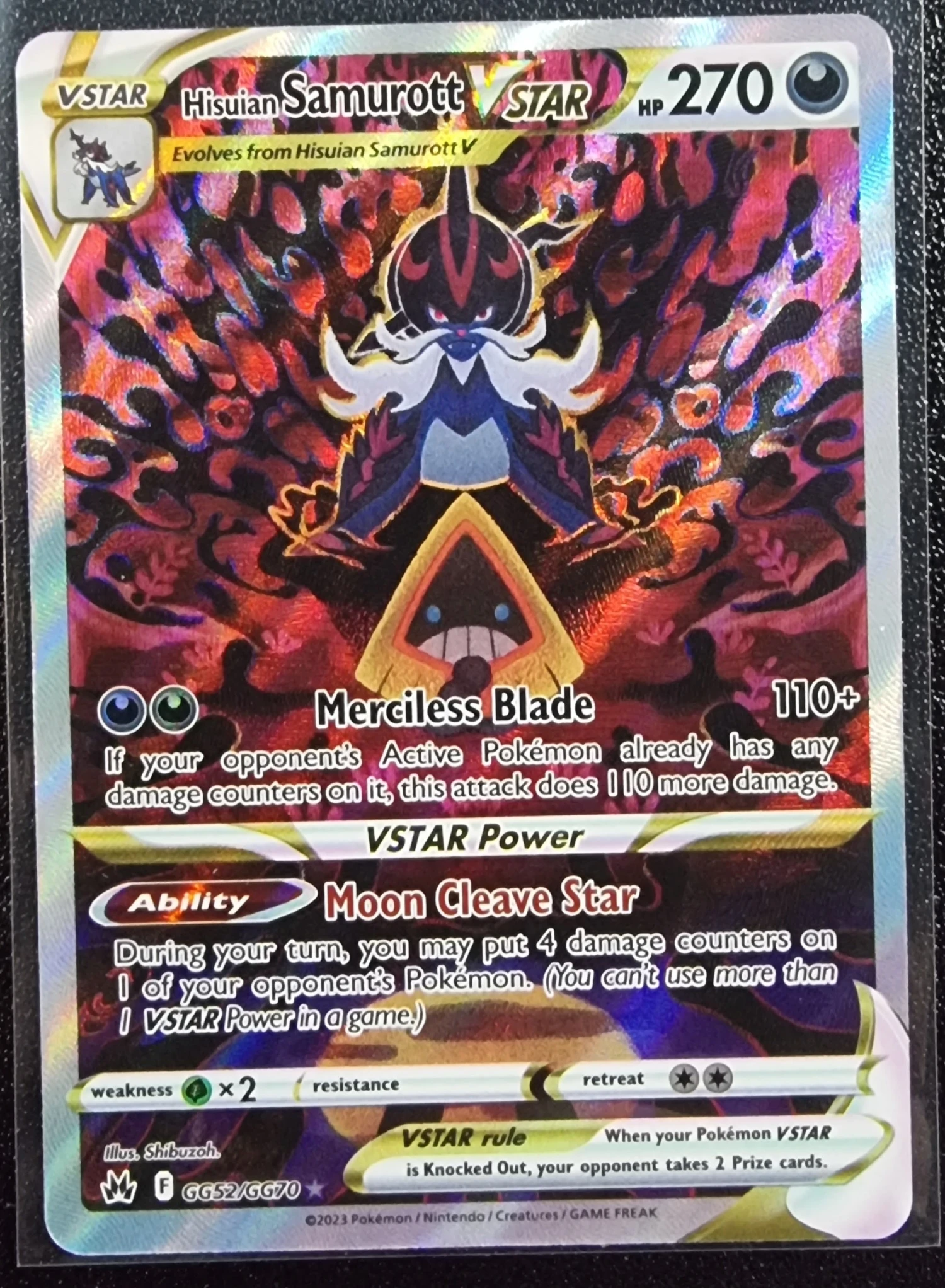 Hisuian Samurott VSTAR - Pokemon Crown Zenith Holo Secret Rare #GG52/GG70 1 Hisuian Samurott VSTAR - Pokemon Crown Zenith Holo Secret Rare #GG52/GG70