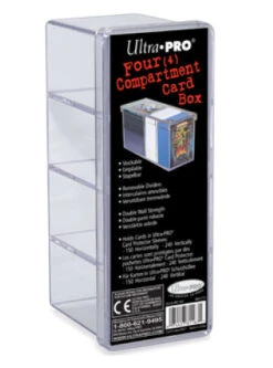 Ultra Pro Four Compartment Plastic Card Storage Box - Clear